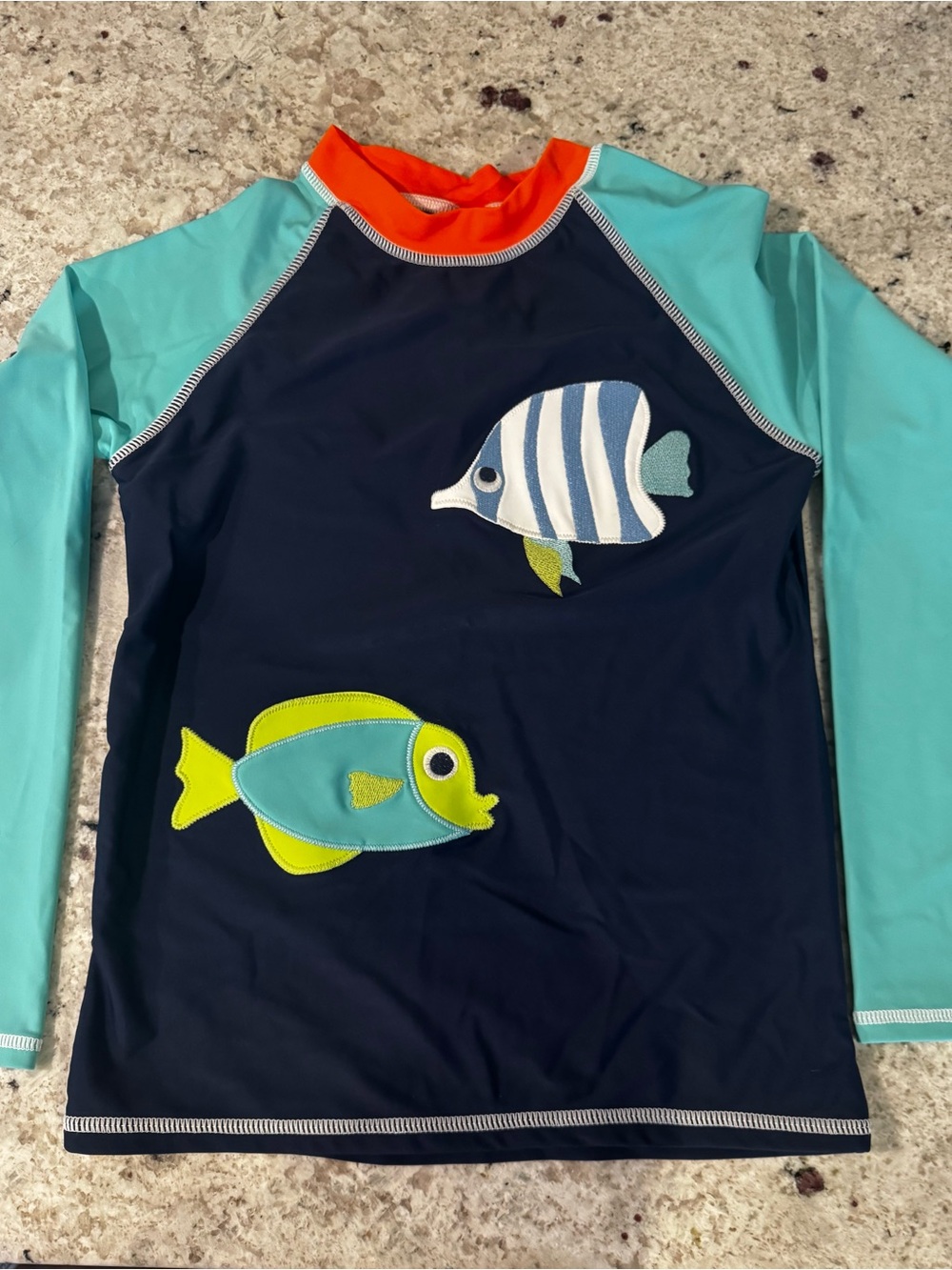 Gymboree Navy, Aqua & Orange Fish Rashguard